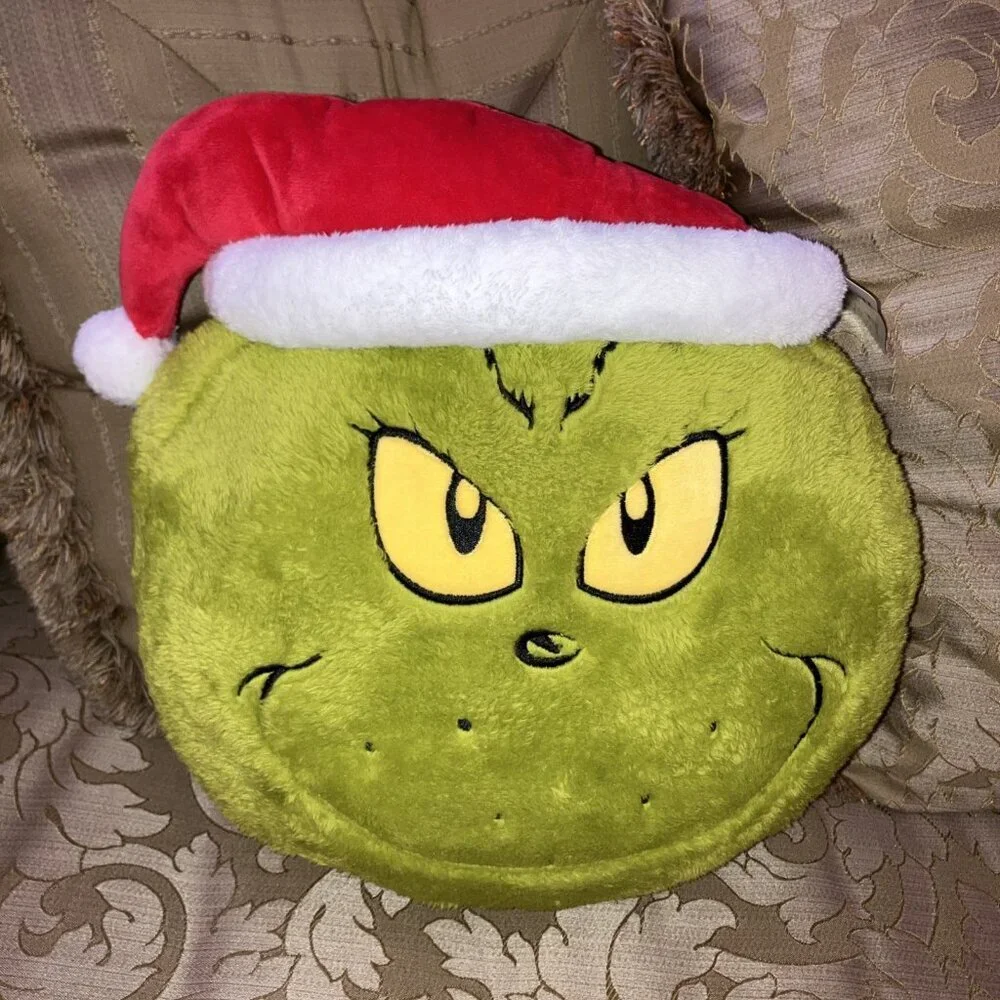 Dr. Seuss The Grinch Who Stole Christmas Jumbo Santa Hat Plush Pillow 18x17 Ruz